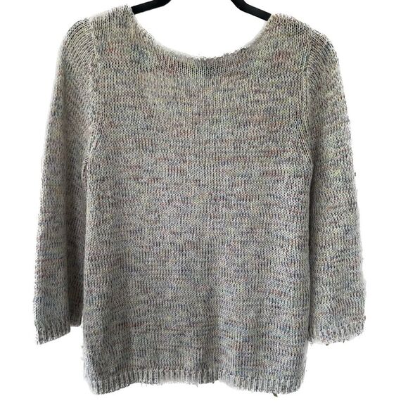 Loft Confetti Rainbow Knit Stocking Stitch Quarter Sleeve Side Slits Sweater M - Picture 1 of 7
